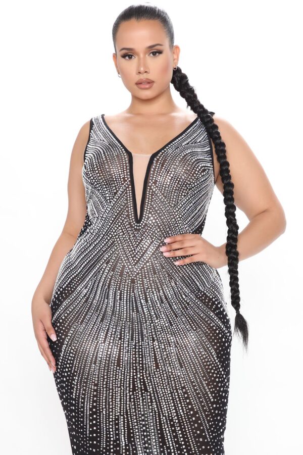 Black Star: Robe Crayon moulante Strass